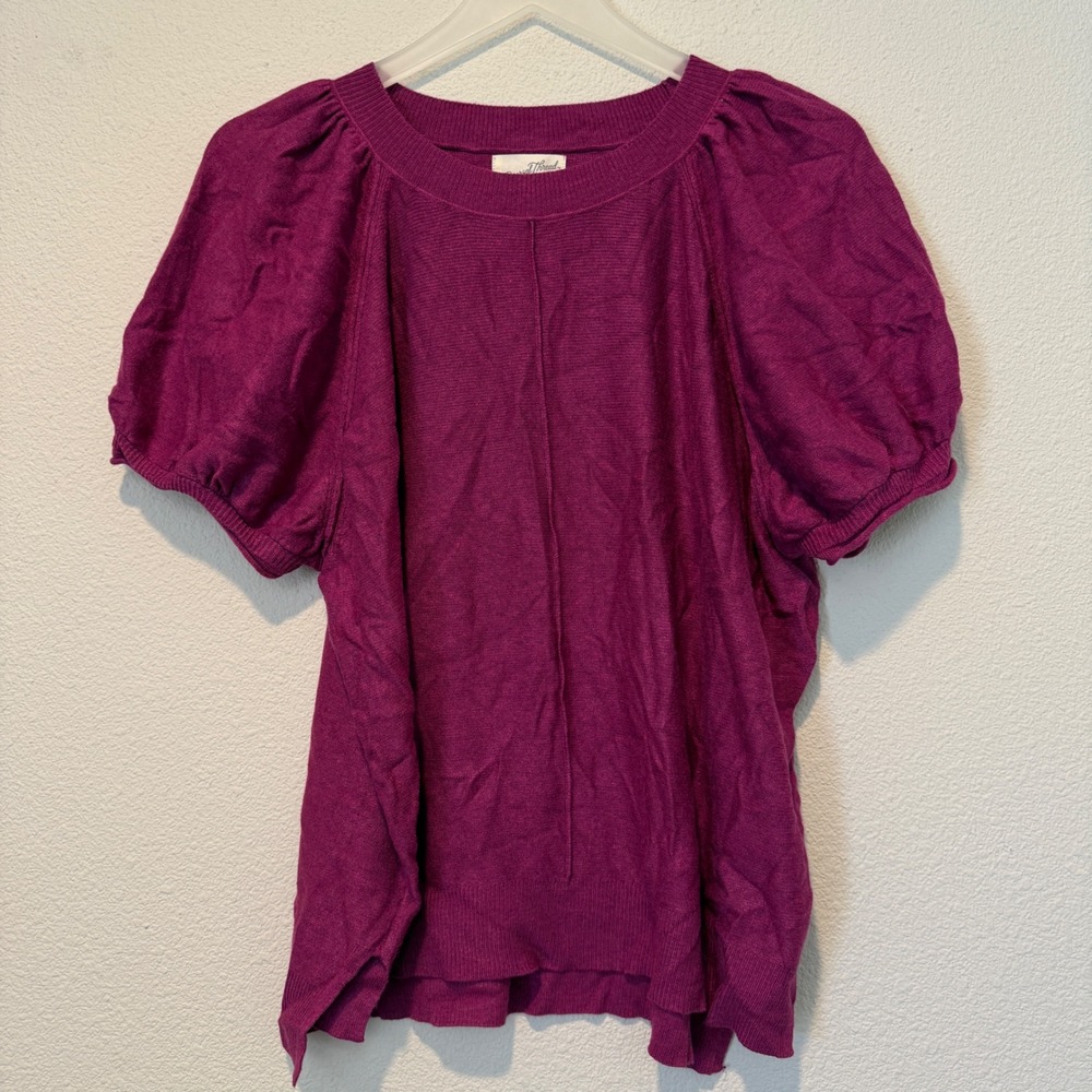 Universal Thread Womens XXL Magenta Purple Puff Short Sleeve Knit Sweater Top